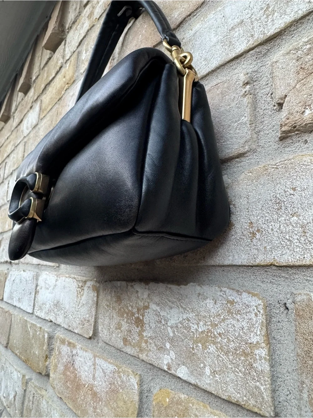Coach Pillow Tabby 26 Black Nappa Leather Shoulder Bag Magnetic Snap
